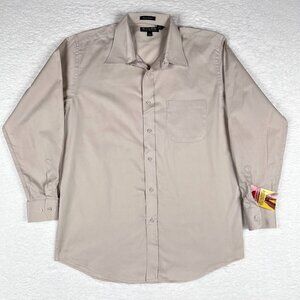 ZYLOS by George Machado Beige Tan Long Sleeve Dress‎ Shirt 17 34/35